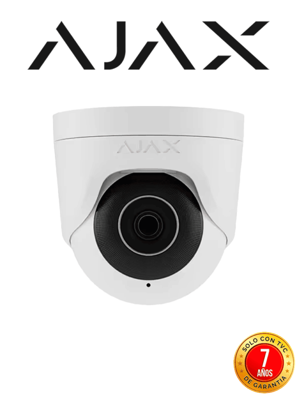 Ajax TurretCam (5 Mp/2.8 mm) - Camara IP Torreta 5 Megapixeles con IA y Micrófono/ H.265/ 25 Fps/ Lente de 2.8mm/ Angulo de 100°-110°/ IR DE 35 Mts/ IP65/ PoE/ WDR/HDR. Color Blanco #NUEVOAJAX
