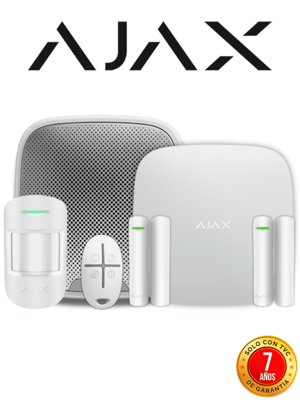 AJAX KIT RESIDENCIAL EXT - Panel de alarma Hub2Plus conexión Ethernet / WiFi / LTE color Blanco / APP “AJAX PRO” iOS y Android , 1 sensor de movimiento, 2 detectores para puerta o ventana, 1 control remoto y una sirena EXTERIOR inalámbrica #RESIDENCIAL