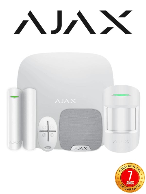 AJAX KIT RESIDENCIAL LIGHT - Panel de alarma Hub2Plus conexión Ethernet / WiFi / LTE, APP “AJAX PRO” iOS y Android , 1 sensor de movimiento, 1 detector para puerta o ventana, 1 control remoto y una sirena interior inalámbrica color Blanco #RESIDENCIAL