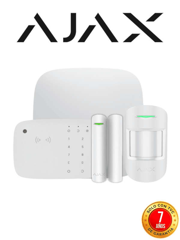 AJAX KIT HUB 4G KEYPADCOMBI - Panel de alarma Hub 4G conexión ETHERNET- 4G APP “AJAX PRO” iOS y Android , 1 sensor de movimiento, 1 detector puerta o ventana, 1 Teclado táctil inalámbrico con sirena incluida y lector DESFire. #AJAXBDAYS