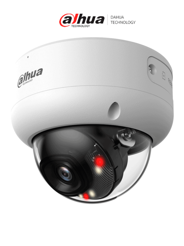 DAHUA DH-IPC-HDBW3849E-AS-IL - Cámara IP Domo Antivandálica 4k/ 8 Megapixeles/ Iluminador Dual/ Lente de 2.8 mm/ 107 Grados de Apertura/ SMD 4.0/ AI SSA/ Ranura MicroSD/ PoE/ IP67/ IK10/