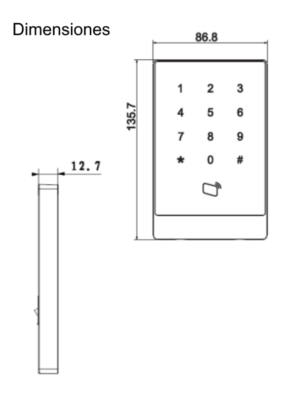 DAHUA ASR1101A - Lectora de Tarjetas MiFare con Teclado Touch/ para Password/ Conexión RS-485 y Wiegand/ Leds Rojo y Verde/ Fondo de Luz Azul/ - Image 3