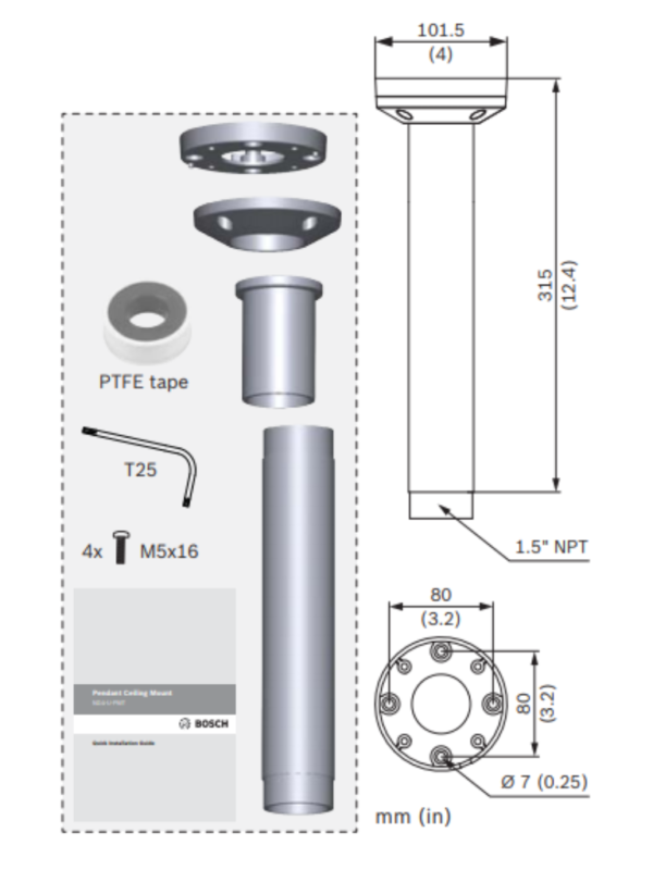 BOSCH V_NDAUPMT - Soporte tubo colgante de 31CM - Image 4