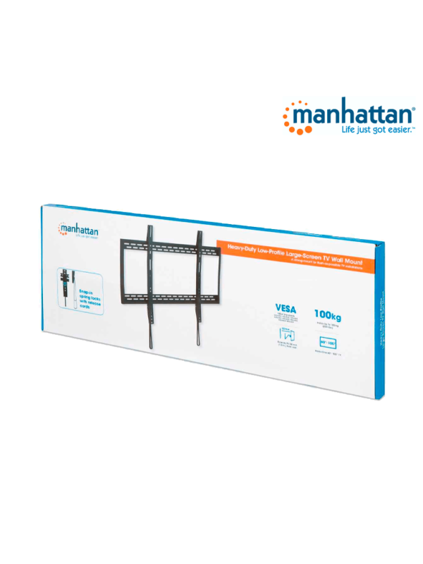 MANHATTAN 461993 - Soporte de Pared para Pantallas de 60 a 100 Pulgadas/ 100 Kg de Carga/ Fijo/ Acero de Alta Calidad/ VESA 200/ 300/ 400X200/ 400/ 600X400/ 800X400/ 800X600/ 900X600/ Certificaciones RoHS, UL/ - Image 3