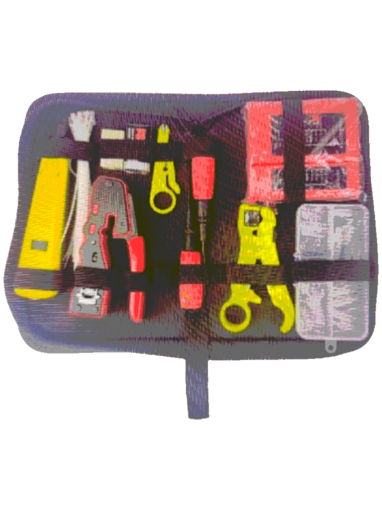 TCE LN-NET-TK-80 - Kit de Herramientas para Instalación de Redes Pass-Through, Crimpadora RJ45, Probador de Cables, Pelacables y Accesorios
