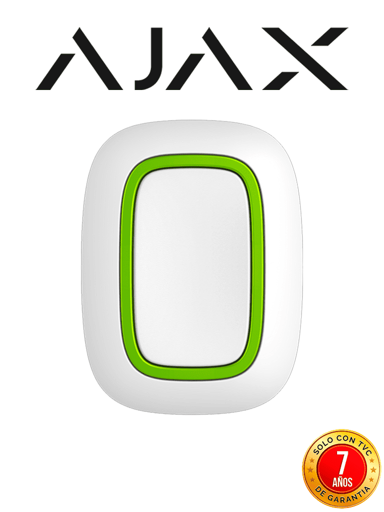 AJAX Button W - Botón inteligente multifuncional. Botón de pánico / Control de dispositivos de automatización / Silenciar alarmas de detectores de incendios. Color Blanco (28203.26.WH3)