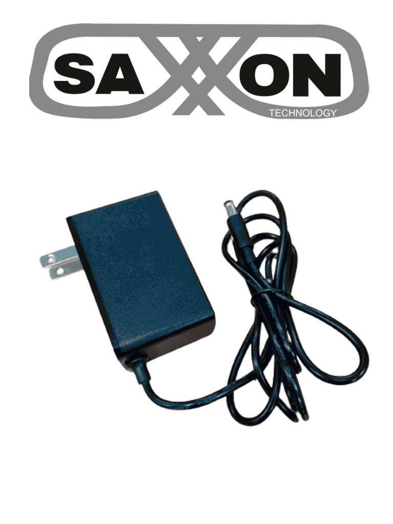 SAXXON KA24D1202000USH - Fuente de Poder Regulada / 12 Vcc 2 Amper / Conector Macho / Voltaje de Entrada: 100-240V / Ideal para Cámaras de CCTV , Controles de Acceso y Asistencia