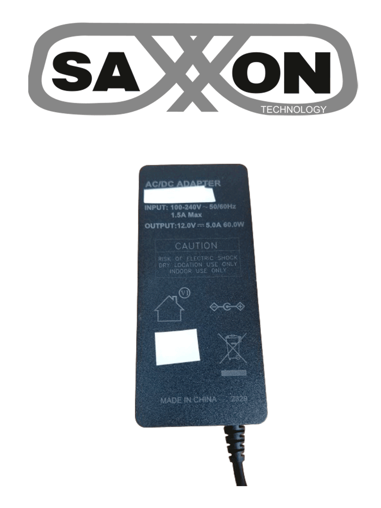 SAXXON KA65E1205000Q - Fuente de Poder Regulada / Alimentación 12 Vcc 5 Amper / 4 Conectores Macho / Voltaje de Entrada: 100-240V / Ideal para Cámaras de CCTV , Controles de Acceso y Asistencia - Image 2