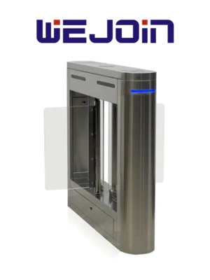 WEJOIN WJTBH101BLD - Barrera Peatonal Central Abatible Bidireccional con Aletas de Acrílico, pase Bidireccional 3 Millones de Ciclos pase 25-35 Personas por minuto Compatible WJTBH101BLSP