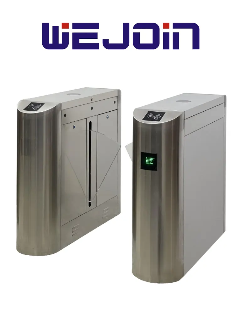 WEJOIN WJTYH101SP - Barreras Peatonal Flap Barrier Bidireccional con Aletas de Acrílico 3 Millones de Ciclos pase 25 - 35 por minuto Compatible con Controles de Acceso