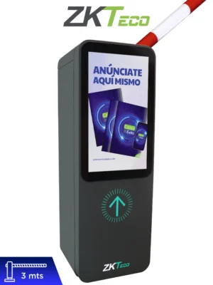 ZKTECO BG-LCD100L/R (3m) – Barrera Vehicular con Brazo Recto 3m, Pantalla LCD TFT 21.5", Software ZKBioMedia para Publicidad Motor Brushless, Velocidad Ajustable 0.6s~3s, Configuración mediante App ZKEasyGo vía Wi-Fi Local