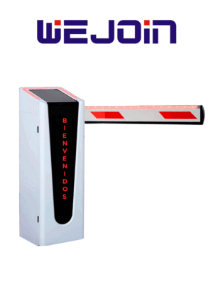 WEJOIN WJCB202VFHL24D - Barrera Vehicular Izquierda Con Led y Display para Texto Configurable / Motor 24 VDC / Alto flujo / Brazo Rectangular de 4 Metros / Velocidad 2 Segundos / Dirección Ajustable