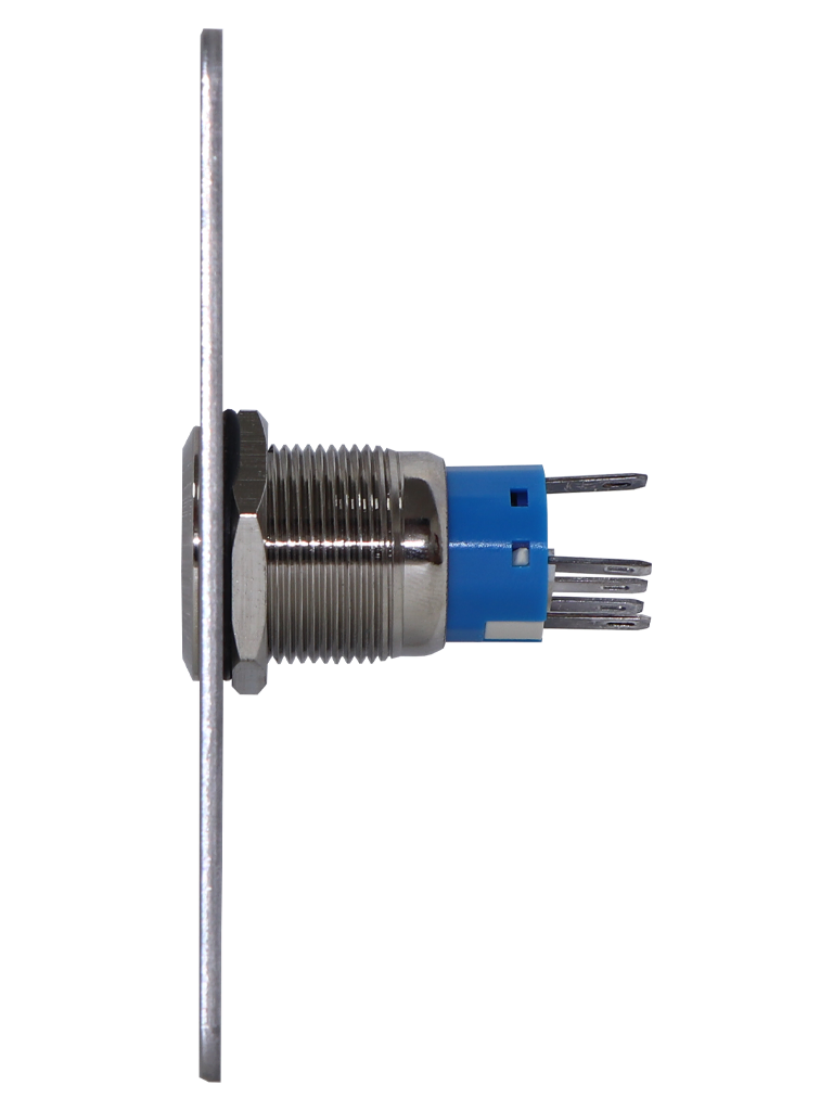 YLI PBK814BLED - Botón de Salida Mecánico, Indicador LED (Azul), Acero Inoxidable, 12 VCC, Función NC/NO - Image 4