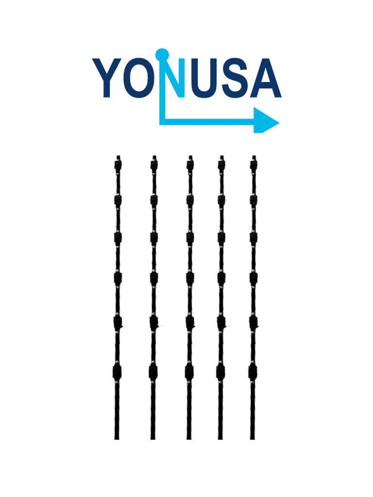 YONUSA K156L - Kit de 5 postes de perfil 3/4 en color negro de 1.2 mts de largo, con 6 aisladores de paso para 6 líneas con 15 cm de separación/ Listo para instalación en campo - Image 2