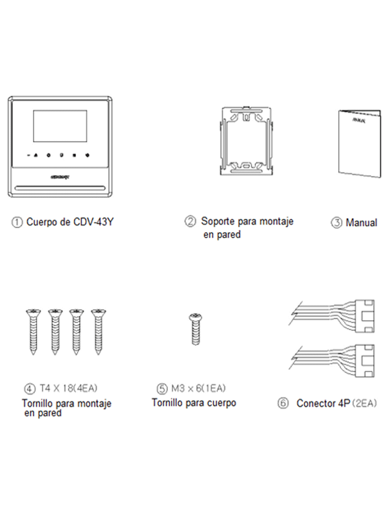 COMMAX CDV43Y - Monitor para video portero Commax de 4.3 pulgadas, Soporta 2 frentes de calle y auricular 29041/ Conexión a 4 hilos - Image 4