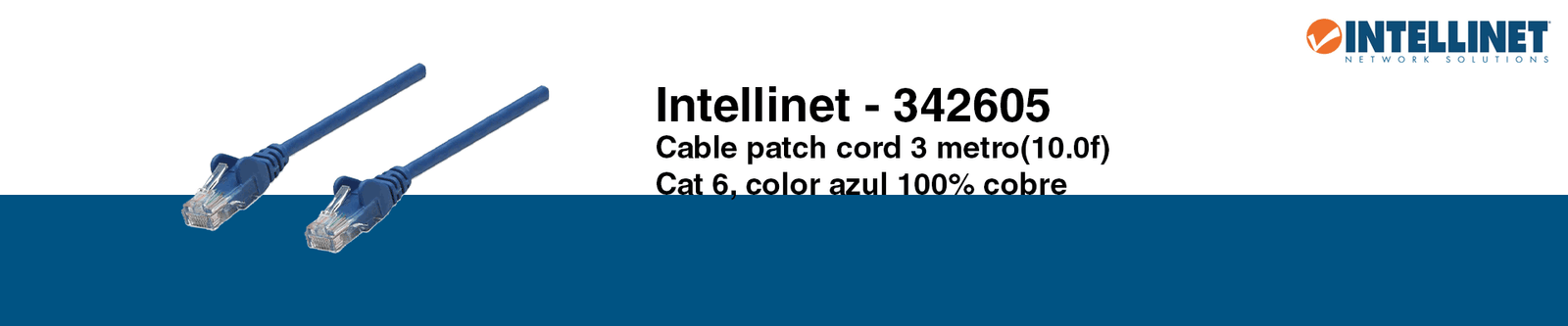 INTELLINET 342605 - Cable patch / CAT 6 / 3.0 metros (10.0Ft) / UTP Azul / Patch cord - Image 2