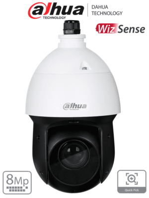 DAHUA SD49825GB-HNR - Cámara IP PTZ de 8 MP / WizSense/ 25x de Zoom óptico/ IR de 100 m/ H.265+/ WDR Real de 120 dB/ Protección perimetral/ Detección de rostros / SMD 4.0/ Ranura para MicroSD/ IP66/ E&S de Alarma y Audio/