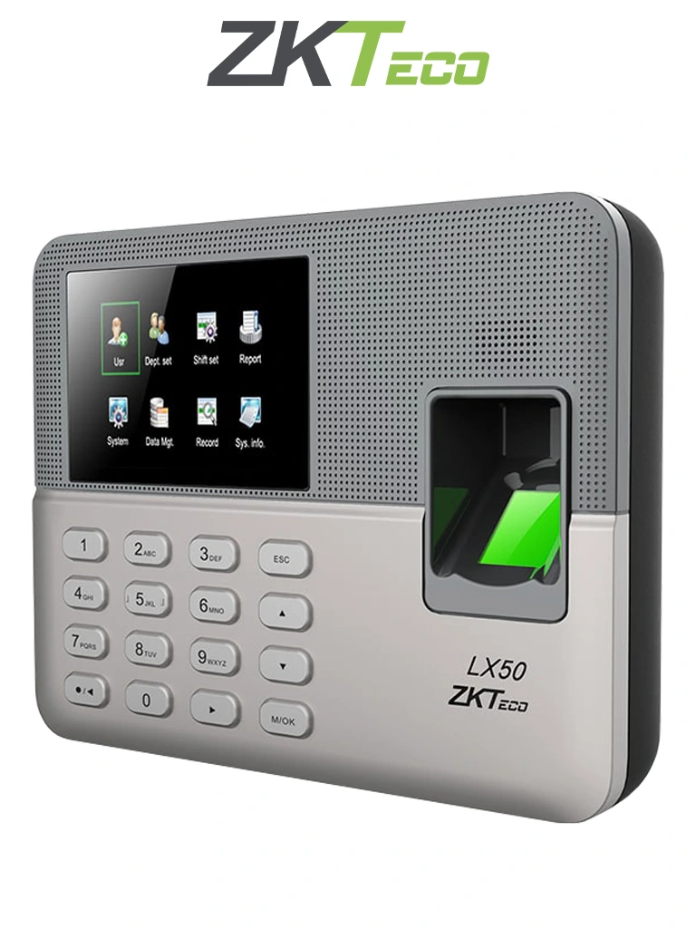 ZKTECO LX50 - Control de Asistencia con Huella Digital BioID (500), Contraseñas (500), Registro de 50,000 Eventos y SSR (Reporte en Hoja de Cálculo Mediante USB)