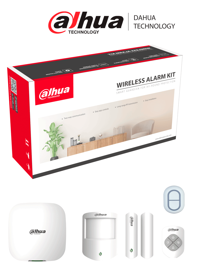 DAHUA ART-ARC3000H-03-W2+DHI-ARD822-W2 - Paquete de Kit de Alarma Wifi y Ethernet + Botón de Pánico de 2 Botones/ Incluye Hub / 1 Contacto Magnético/ 1 Control Remoto/ 1 PIR/ 1 Botón de Pánico de 2 Botones/ (Hasta Agotar Existencias)