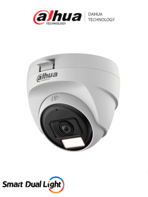 DAHUA HAC-T1A21N-U-IL-A - Cámara Domo de 2 MP Serie Cooper/ Lente de 2.8 mm Apertura Hasta 100°/ Iluminación Dual Inteligente Hasta 25Mts con IR & 20Mts Luz Calida/ Micrófono Integrado/ Policarbonato/