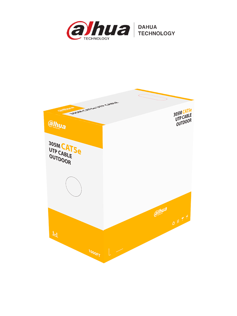 DAHUA PFM920-5EU - Bobina de Cable UTP para Exterior Cat 5e/ 100% Cobre/ 305 Metros/ Color Negro/ Cubierta Exterior MDPE/ Cumple con Estandares ANSI/TIA 568-C.2/ Retardante de Llama/ RoHS/