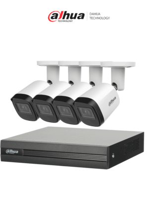 DAHUA KITXVR1B04H-I4B2A51-U - Kit de 4 Cámaras metálicas 5 MP Lente de 2.8mm y un DVR Cooper-I WizSense, 4 Canales + 1 IP o Hasta 5 Canales IP. Soporta Con IA, H.265+, SMD Plus y Búsqueda de Humanos y Vehículos.