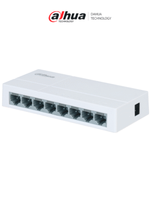DAHUA PFS3008-8ET-L - Switch para Escritorio de 8 Puertos Fast Ethernet/ 10/100/ Diseño Compacto/ Capa 2/ switching 1.6 Gbps/ Velocidad de Reenvio de Paqutes 1.19 Mbps/