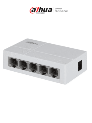 DAHUA DH-SF1005L - Switch para Escritorio 5 Puertos Fast Ethernet con velocidad de transmisión de 10/100 Mbps en un diseño compacto. Su capa 2 soporta un switching de hasta 1 Gbps y una velocidad de reenvío de 0.744 Mbps.