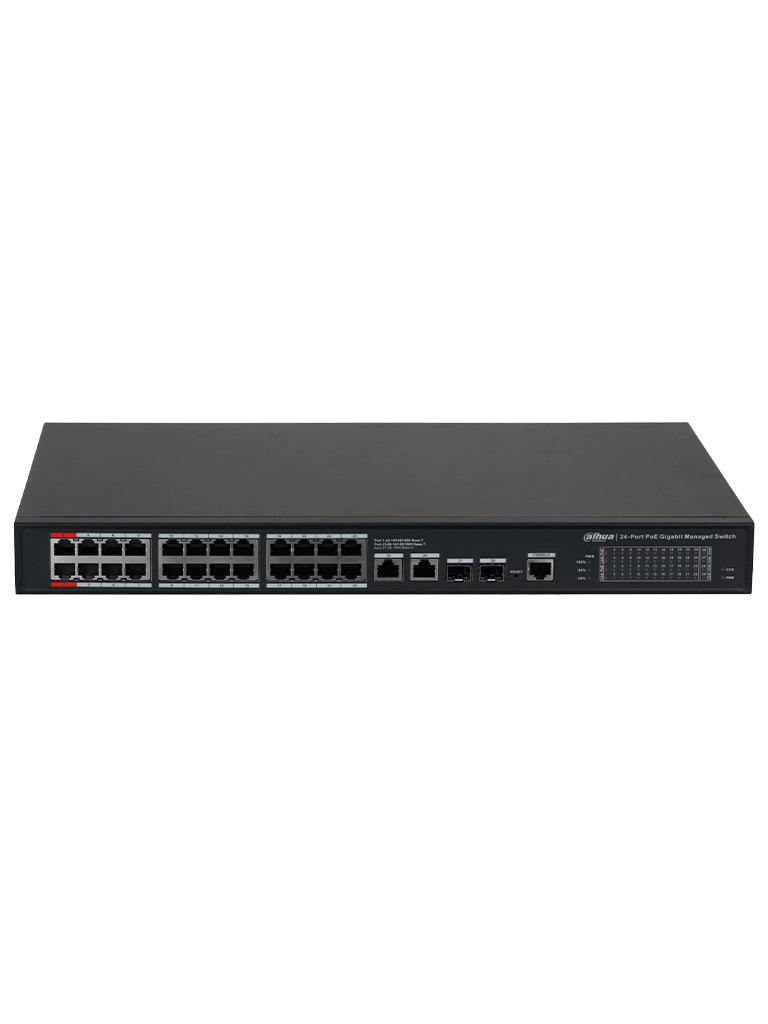 DAHUA DH-S4228-24GT-240 Switch PoE Gigabit Administrable con 24 puertos PoE, ideal para transmisión de larga distancia (hasta 250 m), perfecto para redes de Capa 2 - Image 2
