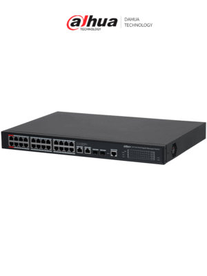 DAHUA DH-S4228-24GT-240 Switch PoE Gigabit Administrable con 24 puertos PoE, ideal para transmisión de larga distancia (hasta 250 m), perfecto para redes de Capa 2