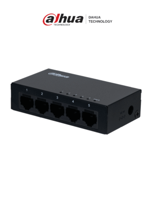 DAHUA PFS3005-5GT - Switch Gigabit de 5 Puertos No Administrable/ Capa 2/ 10/100/1000 Base-T/ Carcasa Metalica/ Switching 10G/ Tasa de Reenvio de Paquetes 7.44 Mbps/ Memoria Bufer de Paquetes 1Mb/ Con Proteccion de Descargas/