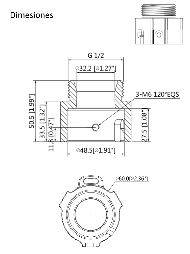 DAHUA PFA114 - Adaptador para Montaje de Camaras PTZ/ Compatible con Brazo de Pared PFB300W o de Techo PFB300C/ - Image 2