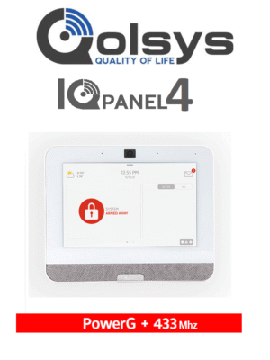 QOLSYS IQP4005 - Sistema de Alarma IQPanel4 Autocontenido , con Pantalla Tactil de 7", Power G 915 Mhz + DSC Serie Power 433 Mhz. Con 4 Bocinas integradas (4W). Para la plataforma Alarm.com