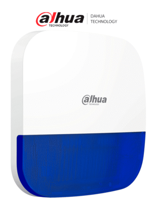 DAHUA DHI-ARA13-W2 - Sirena Inalámbrica para Exterior con Estrobo Azul/ 110dB/ Múltiples sonidos de Alarma/ IP65/ Alarma de Batería Baja/