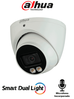 DAHUA HAC-HDW1239TN-IL-A-S2 - Camara Domo de 2 Megapixeles/ Iluminador Dual Inteligente+Full Color/ Lente de 2.8 mm/ 107 Grados/ Microfono Integrado/ WDR Real de 130 dB/ 40 Metros de Iluminación IR y Visible/ IP67/