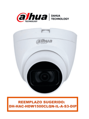 DAHUA HAC-HDW1500TLQN-A - Cámara Domo de 5 MP con micrófono integrado y lente de 2.8 mm. Ofrece iluminación IR hasta 30 metros, tecnología Starlight y es resistente al agua con clasificación IP67. Compatible con CVI, CVBS, AHD y TVI