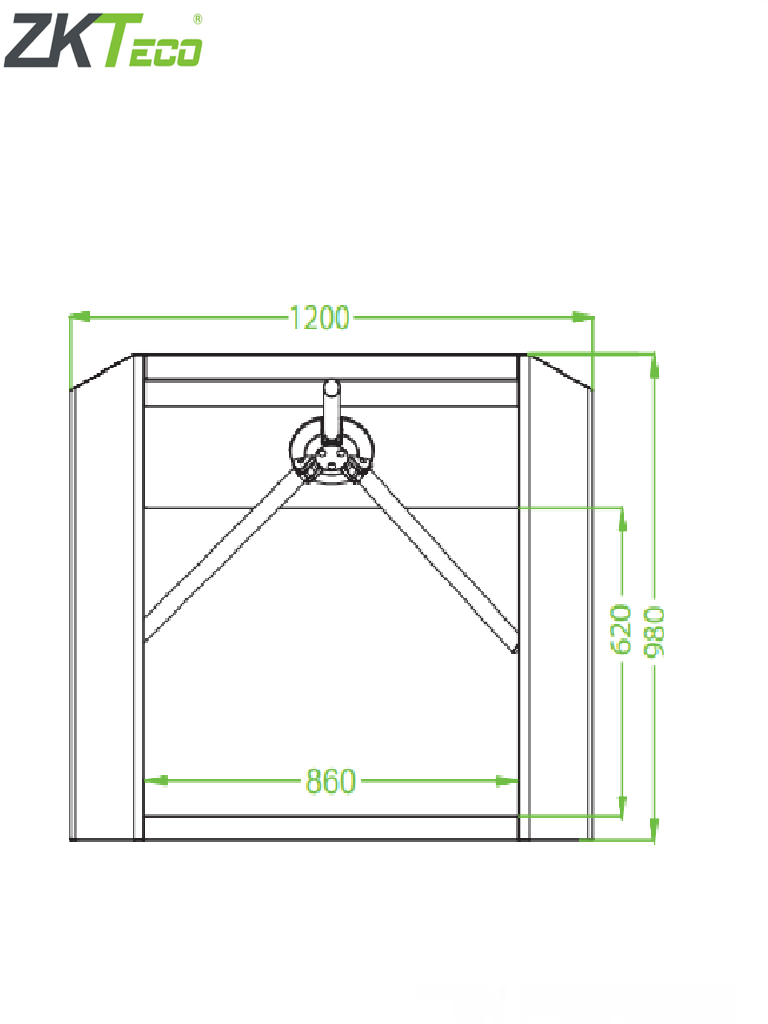 ZKTECO TS200 - Torniquete Bidireccional / Acero SUS304 / Desbloqueo de Seguridad sin Energía / No cuenta con Lectores y Panel / 110V / Exterior Protegido / Tráfico de 25 a 30 x Min / Ancho de Carril 50.5 cm / 1 millón de Ciclos / Apertura con Pulso Seco - Image 3