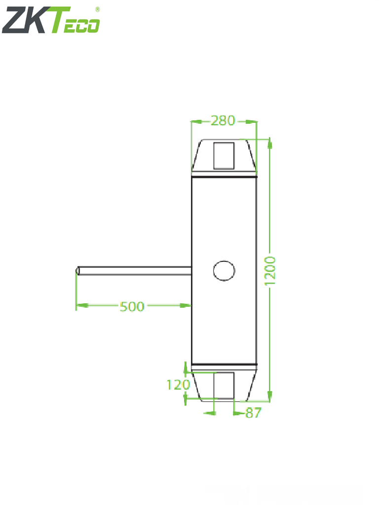 ZKTECO TS200 - Torniquete Bidireccional / Acero SUS304 / Desbloqueo de Seguridad sin Energía / No cuenta con Lectores y Panel / 110V / Exterior Protegido / Tráfico de 25 a 30 x Min / Ancho de Carril 50.5 cm / 1 millón de Ciclos / Apertura con Pulso Seco - Image 4