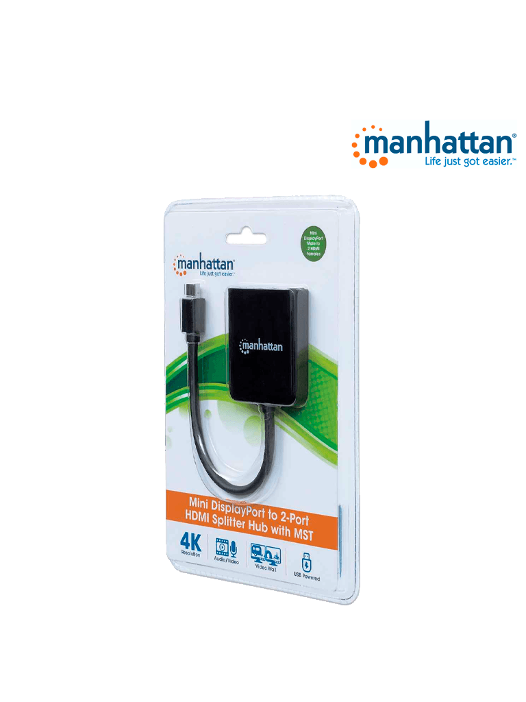 MANHATTAN 152723 - Convertidor / Splitter de Mini DisplayPort a 2 Puertos HDMI/ Resolución 4K@30Hz/ Soporta Modos de Espejo, Escritorio Extendido y Video Wall/ Video full 3D y Color Intenso/ Soporta DTS Master Audio Comprimido/ - Image 4