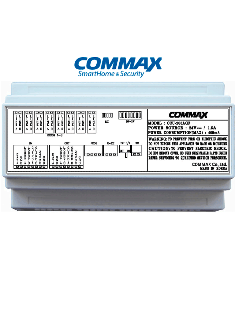 COMMAX CCU208AGF - Distribuidor de piso para sistema de audio portero departamental/ 8 Intercomunicadores AP2SAG / Conexión a 2 hilos / 24 VDC/ Sistema