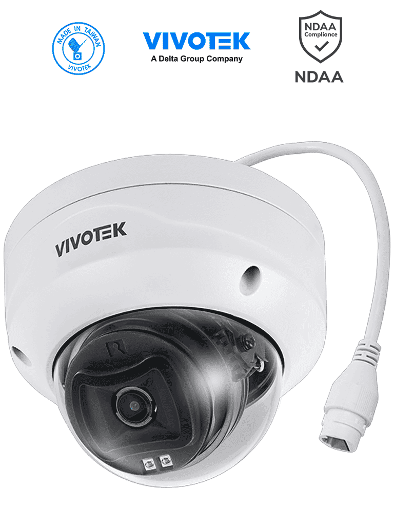 VIVOTEK FD833-HV(1Y) - Camara IP Domo Vortex Premium Series, 5 Megapixeles, Smart IR 30mts , WDR Pro, Lente Fijo 2.8 mm , Advance AI, Deep Search, Protección IP66, IK10, NDAA, Almacenamiento interno 256GB