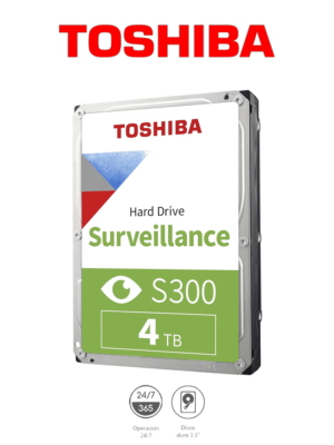 TOSHIBA HDWT840UZSVA - Disco Duro de 4 TB, Serie S300 especial para videovigilancia, ideal para trabajo 24/7, interfaz SATA 3.5", 5400 rpm, 128 MB, hasta 64 cámaras