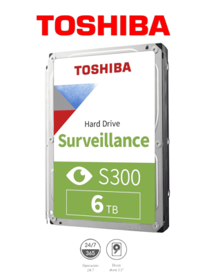 TOSHIBA HDWT860UZSVA - Disco Duro de 6 TB, Serie S300 especial para videovigilancia, ideal para trabajo 24/7, interfaz SATA 3.5", 5400 rpm, 128 MB, hasta 64 cámaras