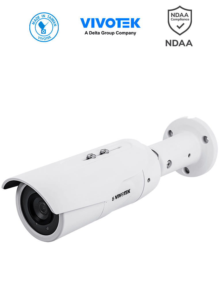 VIVOTEK IB9389-EH-v2 - Cámara IP bullet exterior 5 MP, H.265, lente fijo 3.6mm, WDR Pro, Smart IR 30m, visión SNV, Smart Stream III, ciberseguridad Trend Micro, Smart Motion, protección IP66 e IK10, certificación NDAA y compatible con ONVIF