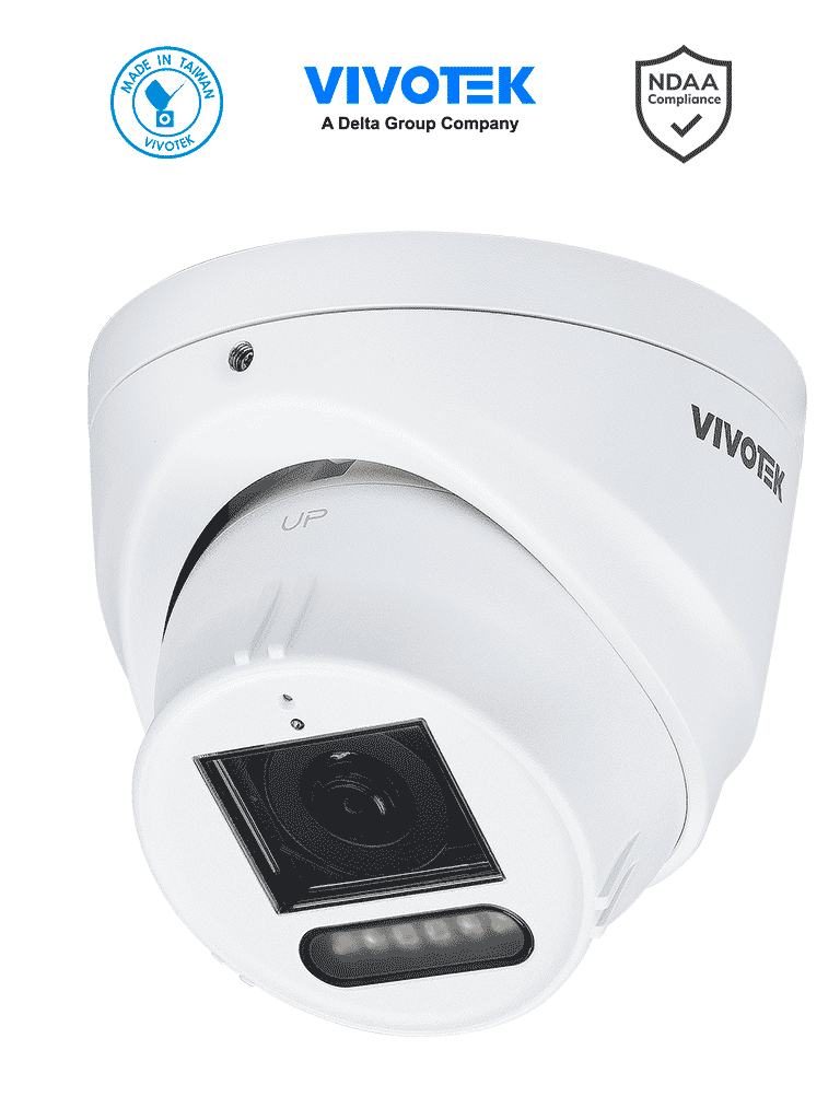 VIVOTEK IT9383-HVW - Camara IP domo exterior 5 MP, Smart IR y Luz Blanca 30mts , WDR Pro, Lente Fijo 2.8 mm , Micrófono Integrado, Smart VCA, Deep Search, Protección IP66, IK10, SNV, Ciberseguridad Trend Micro, NDAA, ONVIF