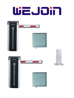WEJOIN WJCB120 Paquete para Solución de Acceso Vehicular Incluye: 2 Barreras Vehiculares de 4M, 2 Lectoras UHF de 6M y 100 Tags Adheribles