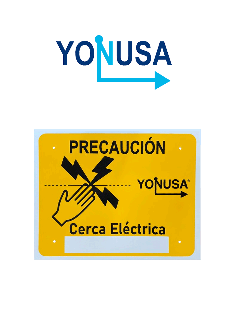 YONUSA LPVOLTAS - Letrero o anuncio genérico preventivo de alta tensión para colocación en cercos eléctricos entre cada 6 a 8 metros/ Espacio para publicidad teléfono, logo o correo de empresa