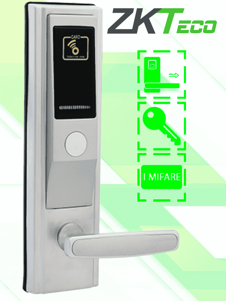 ZKTECO LH3600R - Cerradura Derecha para Hotel con Tecnología Mifare 13.56 MHz, Compatible con Puertas de 35 a 55 mm de Grosor, Estándar Americano, con 5 Pestillos de Seguridad