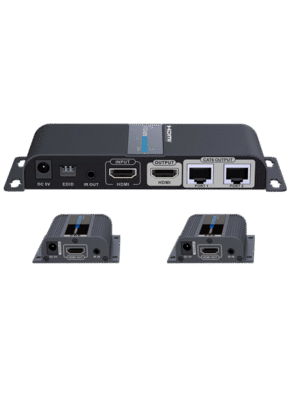 SAXXON LKV712PRO- Kit extensor HDMI de 2 Puertos/ Hasta 40 metros/ CAT6/ 6A/ 7/ Resolucion 1080p/ loop HDMI/ Transmisor IR/ Plug and play