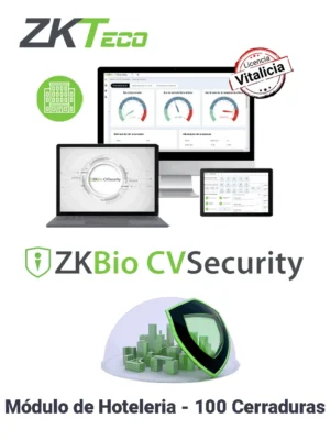 ZKTECO ZKBIOCVHOTELP100 - Licencia para Modulo de Hoteleria BioCVsecurity Capacidad 100 Cerraduras Hoteleras